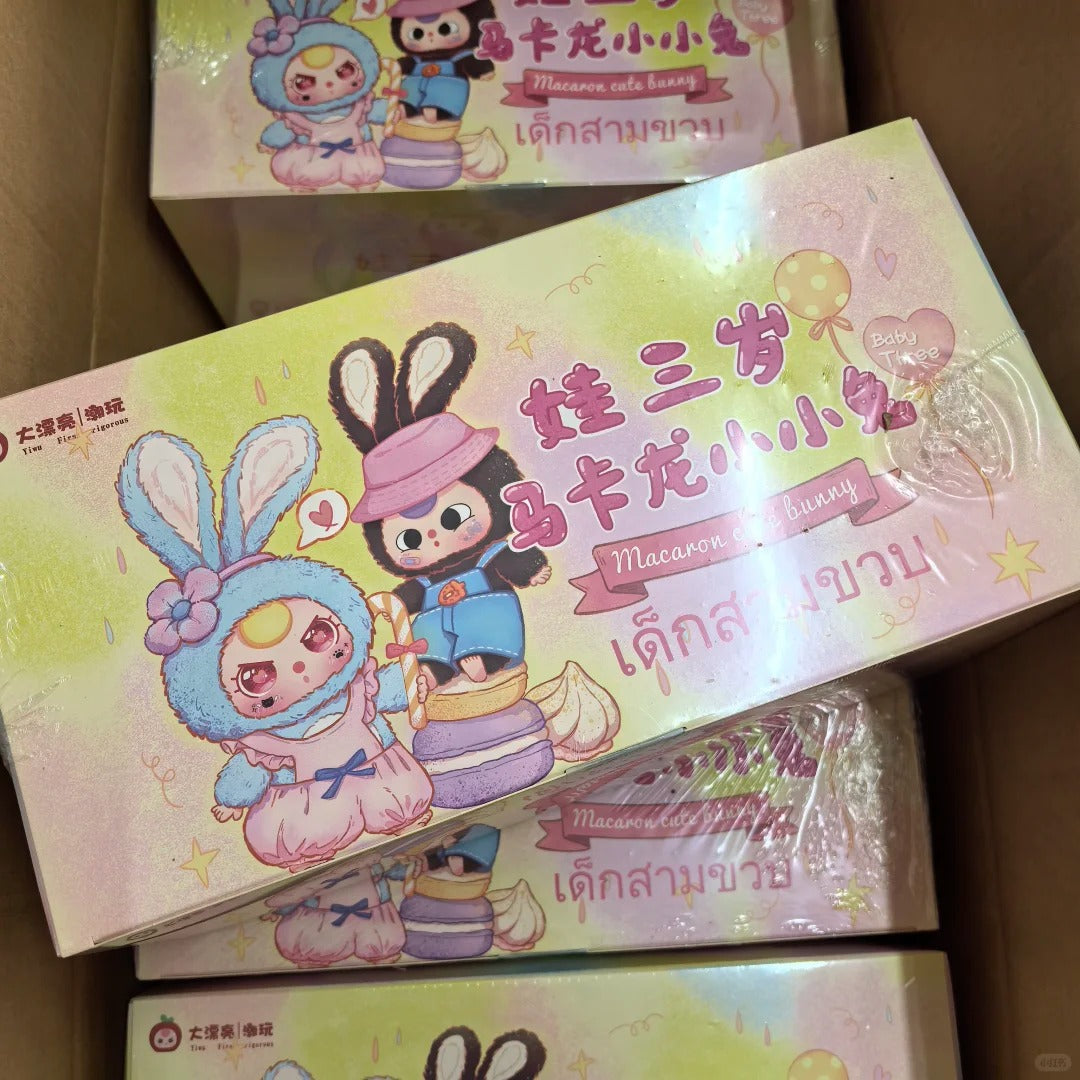 Baby Three Macaron Little Cute Bunny Plush Dolls Blind Box